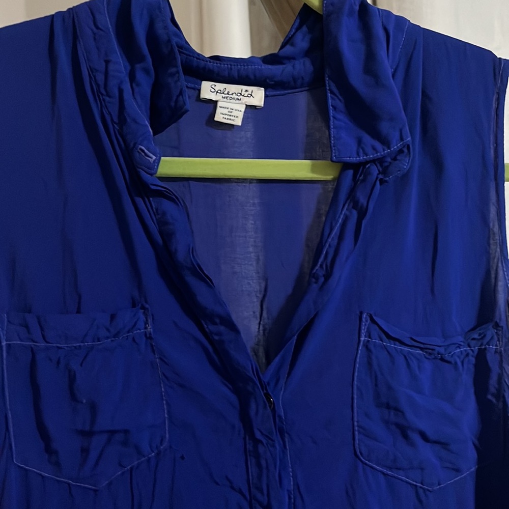 Bright Blue Sleeveless Button Down From Splendid.… - image 3